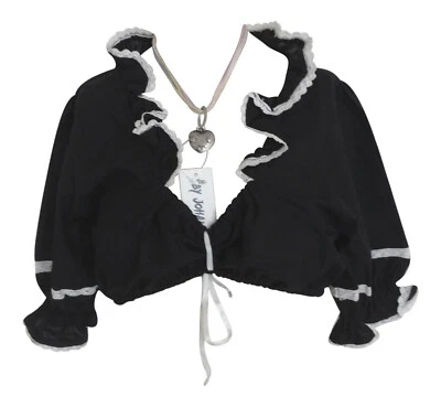 Dirndlbluse Schwarz Damen Trachtenbluse mit Spitze – perfekt fürs Dirndl - Bild 1 von 4