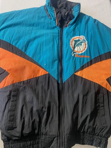 Vintage Miami Dolphins Jacket Mens M Puffer Pro Player Reversible Nylon 90s NFL Cover