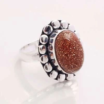 Sole IN Pietra Placcato Argento Handmade Gioielli Regalo Misura Anello US 7.75 - Immagine 1 di 3