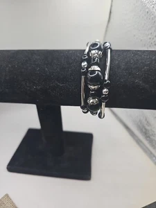 Bracelet Wrap Silver-tone Black & Silver-tone Beads Key Charms - Picture 1 of 5