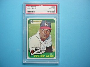 1965 TOPPS MLB BASEBALL CARD #383 FELIPE ALOU PSA 8 NM/MINT SHARP+ GL