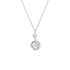 Tiffany & Co Sterling Silver Rose Necklace Pearl 16" Estate Signed Jewelry - Picture 1 of 3