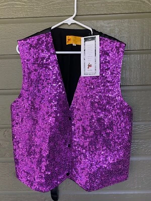 Fancy Sequin Vest by JC Solid Purple Jazz Theater Parade Costume XL NWT - Image 1 of 4