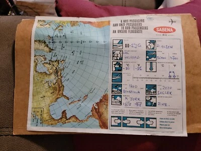mapa de ruta de la aerolínea mundial belga sabena a bordo Foto 1 de 3