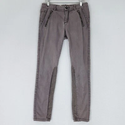 Calça Pilcro Feminina 6 Cinza Roxa Anthropologie Moto Perna Magra Tornozelo Cintura Média - Imagem 1 de 4