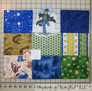 BonEful Fabric COTTON QUILT Lot Green Harry Potter Wizard Toad Frog Magic Star L - Picture 1 of 11