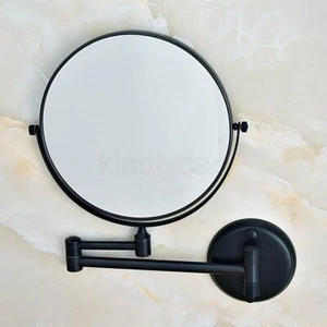 Black Brass Magnifying Makeup Mirror Wall Mounted Double Sided Bathroom Mirrors - Picture 1 of 9