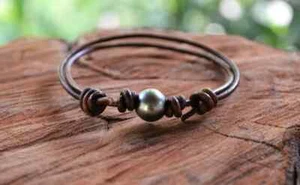 Unisex Tahitian Pearl Bracelet Adjustable Tahiti Pearl Bracelet Handmade Yevga - Picture 1 of 9