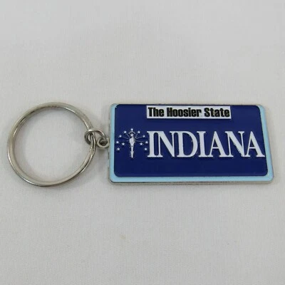 Indiana Hoosie State License Plate Keychain IU Pacers Colts IRL Indy 500 - Image 1 of 3