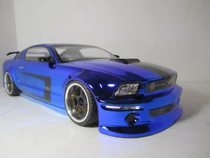 1/10 SCALE Custm Painted RC DRIFT CAR 4WD RTR CAR FORD MUSTANG CHROME BLUE - Picture 1 of 12