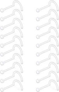 18G Clear Bioflex Screw Nose Ring Stud Retainer Body Jewelry Piercing Top Flat 2 - Picture 1 of 3