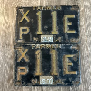 1957 Farmer New Jersey Nummernschild Anhänger passendes Paar 2 - Bild 1 von 11