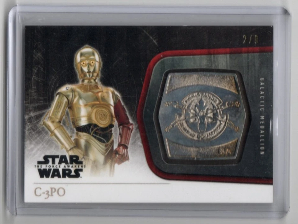 Star Wars Force Awakens Series 1 2015 Topps PLATINUM Medallion M-29 C-3PO #2/9 - Image 1 of 4