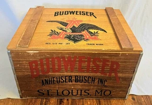 VTG 1876-1976 ANHEUSER-BUSCH St. Louis BUDWEISER Centennial Wood Crate Hinge Lid - Picture 1 of 10