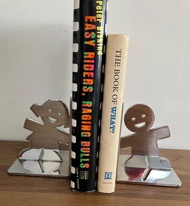 Pair of Stainless Steel Book Ends Gingerbread Man & Lady Design - Picture 1 of 8
