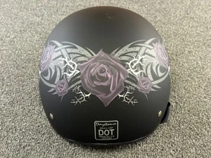 Cascos Daytona Calavera Gorra Cara Abierta con PÚRPURA ROSA PUNTO Casco de Motocicleta D6-PR - Imagen 1 de 10