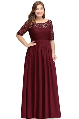 Damen  Elegant Lang Abendkleid Ballkleider Spitzenkleider 3/4 Arm Weinrot, EU40 - Bild 1 von 4
