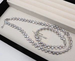 Collar/pulsera In the Mood for Love 6-7 mm gris perlas cultivadas Okaya 18"8" - Imagen 1 de 6