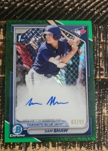 2024 Bowman - Chrome Prospect Autographs Sam Shaw #CPA-SS Green Shimmer... - Bild 1 von 2