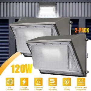2PACKS 120W LED Wall Pack Light Dusk to Dawn Commercial Outdoor Security Light - Picture 1 of 17