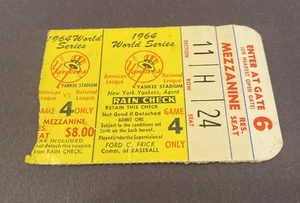 1964 World Series Game 4 Ticket Stub NY Yankees vs Cardinals ~ Boyer Grand Slam - Bild 1 von 5