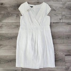 Talbots 100% Linen Dress Women’s 14P White Fit Flare Sleeveless Lined NWT. READ - Picture 1 of 11