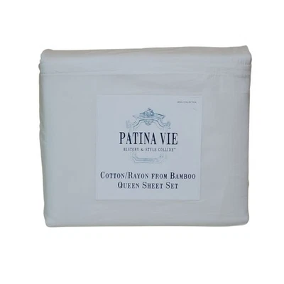 Patina Vie Queen Bamboo Cotton Blend Sheet Set White New Gena White - Image 1 of 4