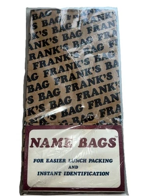 Vintage 15 Count Brown Paper Lunch Bags Personalized Franks Bag Sack 70s 1977 - Image 1 of 4