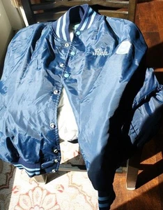 Muncie Indiana Maple Authentic Sportswear Satin Jacket Rich #8 Blue Men's L - - Picture 1 of 1