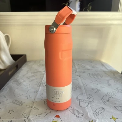 Botella Stanley IceFlow con tapa de pajita abatible 24 oz - naranja/melocotón - rara NUEVA Foto 1 de 4