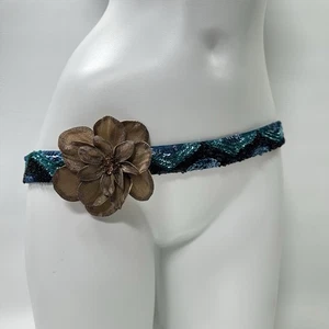 Vintage Nougat London Belt Sash Flower Sequin Statement - Picture 1 of 10