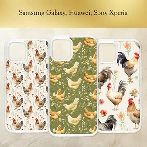 Watercolour Hen Pattern Rooster Floral Chicken Flowers Phone Case Samsung Galaxy - Picture 1 of 4