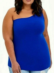 Torrid 5 Electric Blue One Shoulder Tank Solid Stretch Bold Casual 5X 28 Neu - Bild 1 von 3