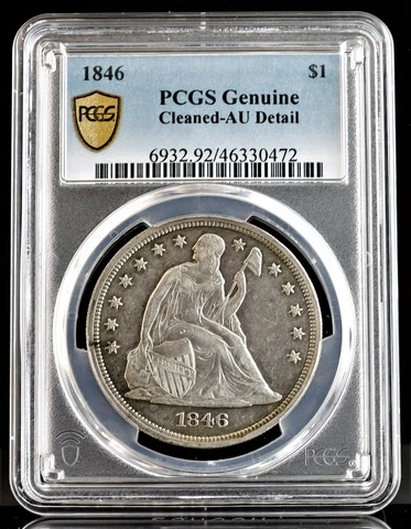 1846 Seated Liberty Dollar PCGS Cleaned-AU Detail Cover