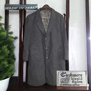 Vintage Kosins Clothes Trenchcoat Mens 46R Gray Cashmere Blend - Picture 1 of 13