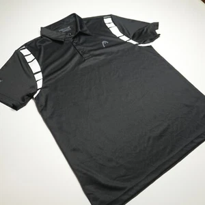 HEAD Polo Shirt Mens Large Black w/ White Sportswear Golf Short Sleeve Mesh Back - Picture 1 of 12