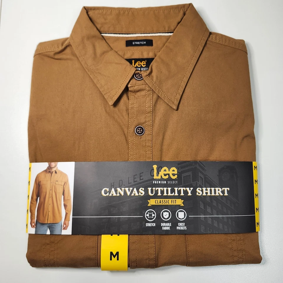 Lee Men's Stretch Canvas Utility Shirt Size Small Black