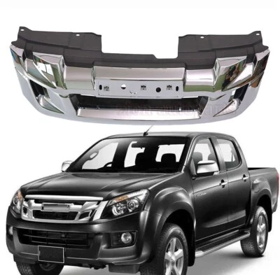 Front Grille Mesh Chrome Grill For ISUZU D-MAX DMAX 2WD 4WD 2012-2017 - image 1 of 2