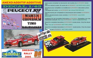 ANEXO DECAL 1/43 PEUGEOT 307 WRC MARCUS GRONHOLM SWEDISH RALLYE 2005 (08) - Picture 1 of 1