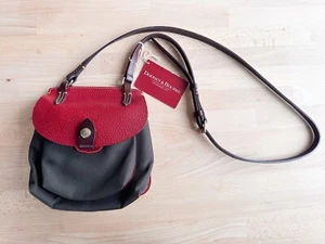 Vtg Dooney & Bourke Bubble Alto Mail Saddle Bag Purse Red Brwn Leather Nylon NEW - Picture 1 of 22