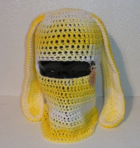 Balaclava Mask Bunny Rabbit Hat Beanie Adult Size HandMade USA Yellow Schiesty - Picture 1 of 3