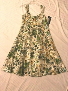 R.B. Colección: Vestido para mujer completamente forrado, con cremallera trasera, sin mangas: marfil/verde, talla 8 - Imagen 1 de 4