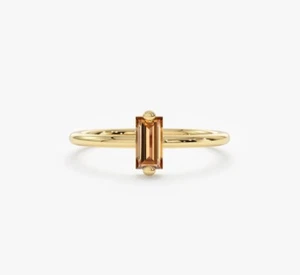 14k Gold Citrine Ring, Dainty Baguette Citrine Women's Ring, gift for mothers - Picture 1 of 13