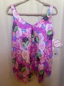 A Shore Fit Woman’s Tankini Fly Away Mesh Swim Top Tummy Separates Size 16 NWT - Picture 1 of 3