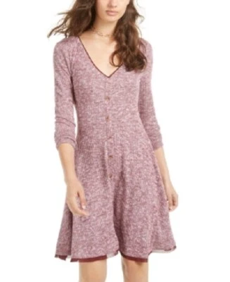 American Rag Juniors Marled Rib-Knit Fit & Flare Dress Dark Red Size Medium - Image 1 of 3