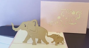 3D Pop Up Mummy and Baby Elephant Card. Idea for Birthday, Get well, Thank you.. - Picture 1 of 4