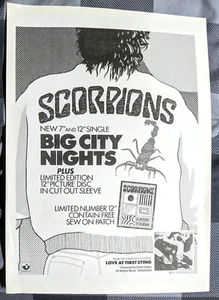 SCORPIONS/1984 BIG CITY NIGHTS 7 Y 12 PULGADAS ANUNCIO IMPRESO REVISTA - Imagen 1 de 1