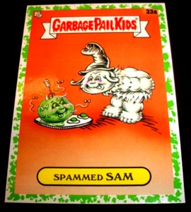 Cubo de basura 2022 Topps para niños Book Worms "SPAMMED SAM" #33a Green Border - Imagen 1 de 1