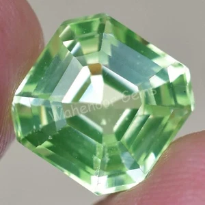 9.30 Ct Natural Green Peridot Emerald Shape VVS Pak Gemstone AGL Certified - Picture 1 of 7