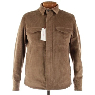 Sobrecamisa Chaqueta Luciano Barbera Nueva con Etiquetas Mezcla Algodón Talla 50 EE. UU. M Cordón Marrón Claro Foto 1 de 4
